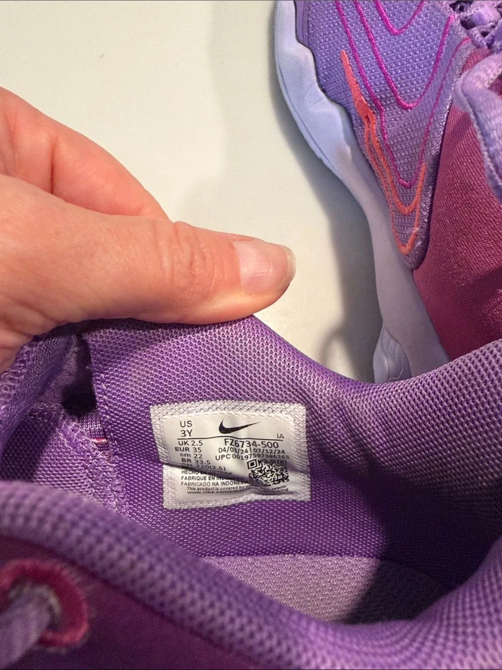 Nike Kids Purple Basketball Sneakers with Pink-Red Swoosh